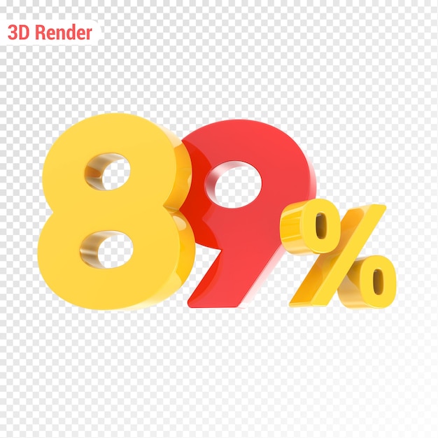 Rendering 3D en jaune avec pourcentage rouge