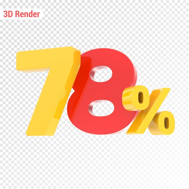 Rendering 3D en jaune avec pourcentage rouge