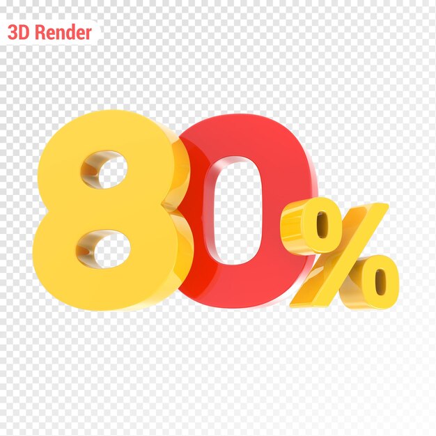 Rendering 3D en jaune avec pourcentage rouge