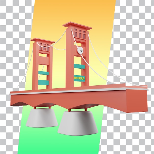 Rendering 3D Jembatan Ampera Isolato