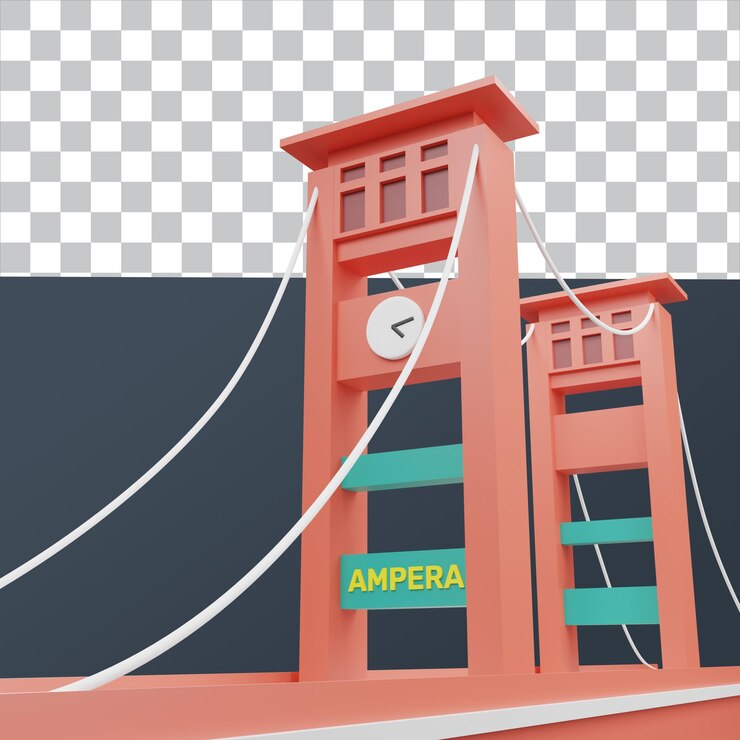Rendering 3D Jembatan Ampera Isolato