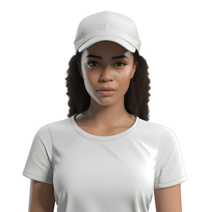 PSD rendering 3d d'une jeune femme afro-américaine portant une casquette