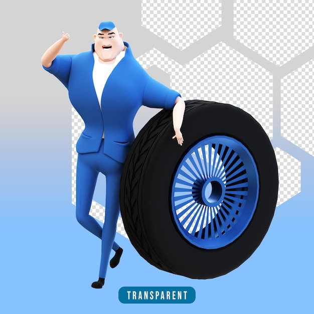 Rendering 3D karakter mekanik dengan ban 1
