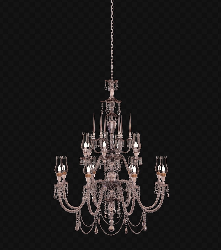 PSD rendering 3d lampadario retrò isolato su sfondo nero