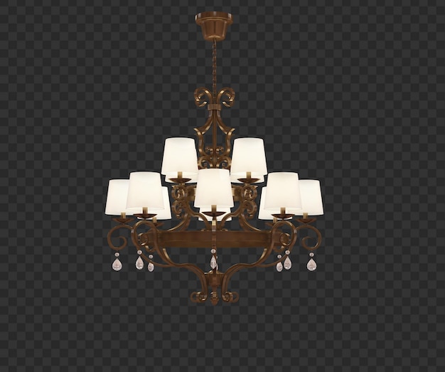 Rendering 3D Lampadario retrò isolato