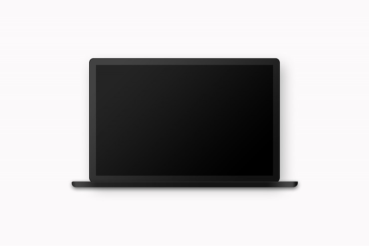 PSD rendering 3d laptop hitam