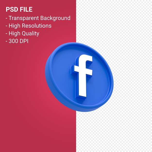 Rendering 3d logo Facebook su sfondo trasparente