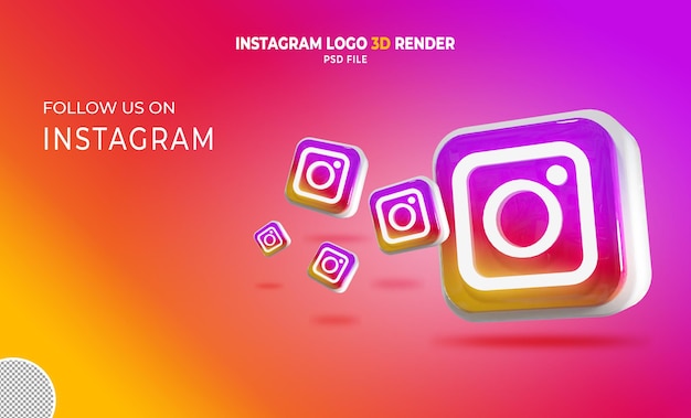Rendering 3d logo Instagram