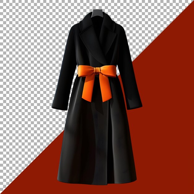 PSD rendering 3d d'un long manteau féminin sur un fond transparent généré par ai