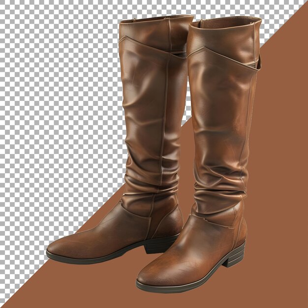 PSD rendering 3d d'une longue chaussure en cuir sur un fond transparent