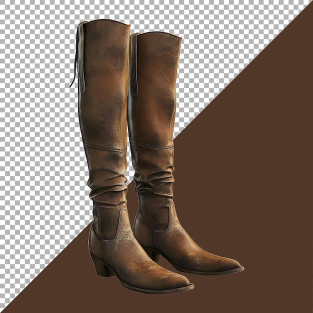 PSD rendering 3d d'une longue chaussure en cuir sur un fond transparent