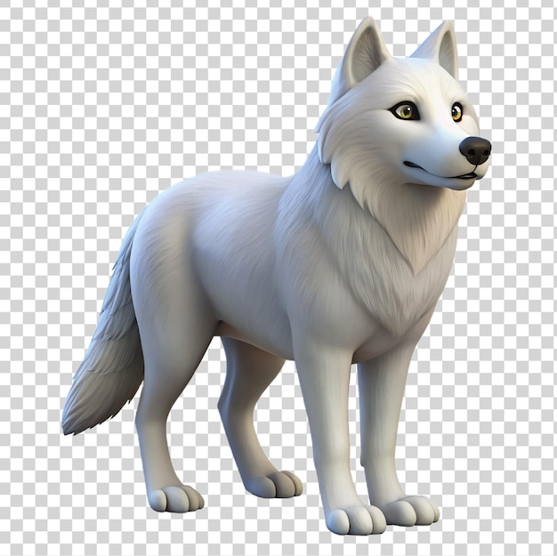 PSD rendering 3d d'un loup blanc isolé sur un fond transparent