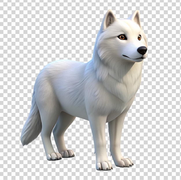 PSD rendering 3d d'un loup blanc isolé sur un fond transparent