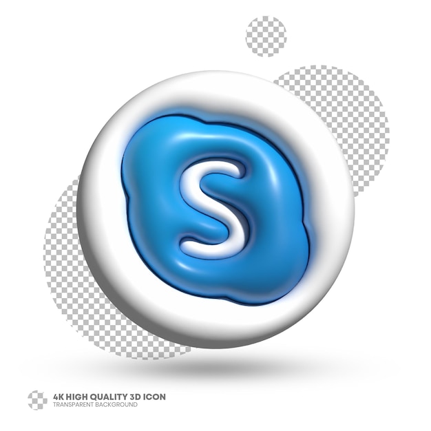 Rendering 3D lucido colorato dell'icona skype per il design dei social media