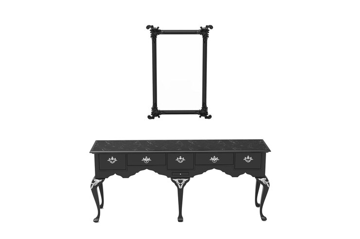 PSD rendering 3d de lujo gris oscuro cuadrado mesa de estilo antiguo aislada en el fondo blanco modelo 3d