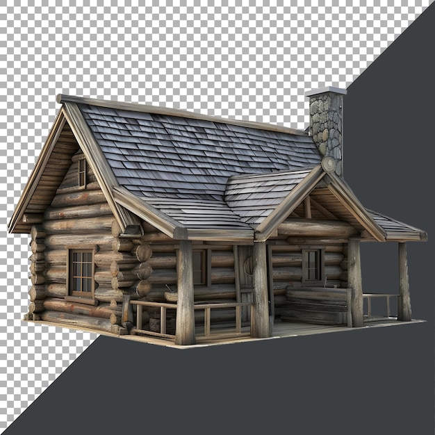 PSD rendering 3d d'une maison en bois sur un fond transparent généré par ai