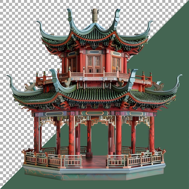 Rendering 3d D'une Maison Traditionnelle Chinoise Sur Un Fond Transparent Généré Par Ai