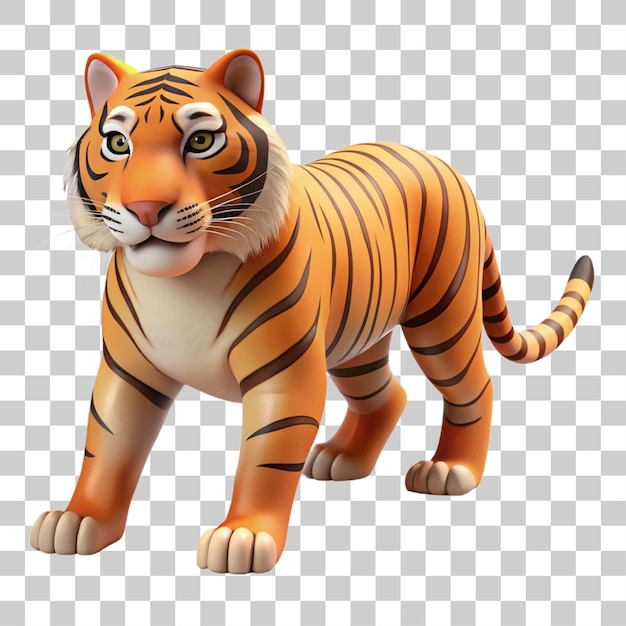 Rendering en 3D de un majestuoso tigre caminando hacia adelante y hacia atrás aislado en un fondo transparente
