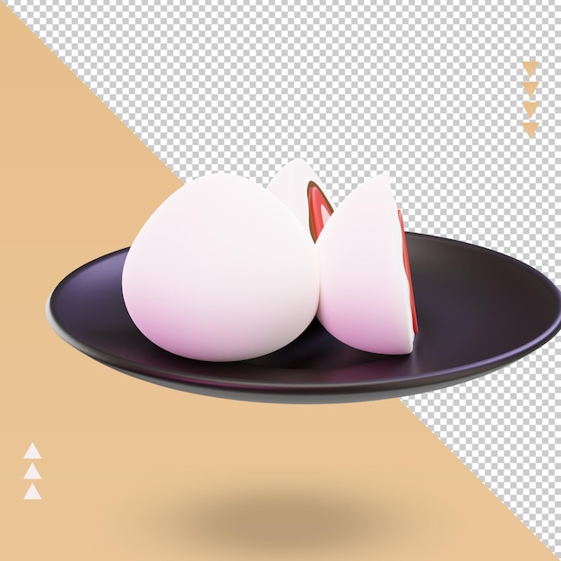 Rendering 3D makanan Asia Daifuku tampilan kiri