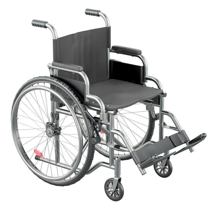 PSD rendering 3d manuel de fauteuil roulant isolé sur un fond transparent