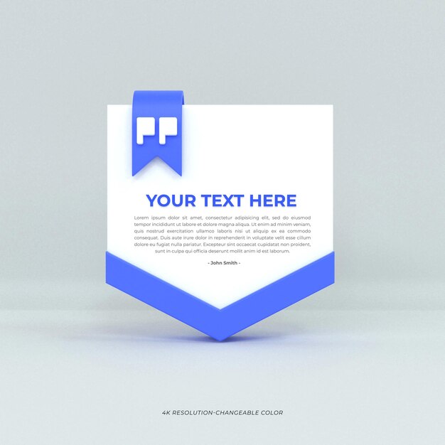 Rendering 3D marcos de citas caja plantillas en blanco realistas diseño de información de texto mínimo caja de banner diseño