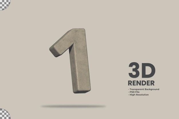 Rendering 3d materiale in pietra marrone arrotondato numero 1 isolato