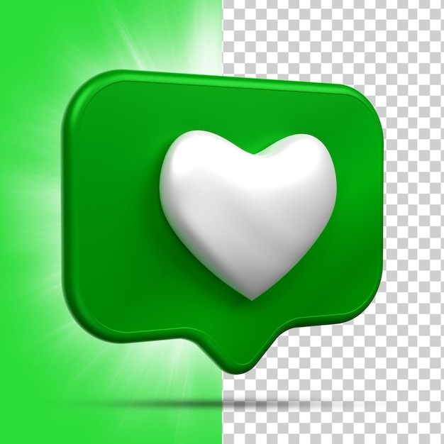 Rendering 3D des médias sociaux Icône de cœur concept d'applications de communication sociale en ligne
