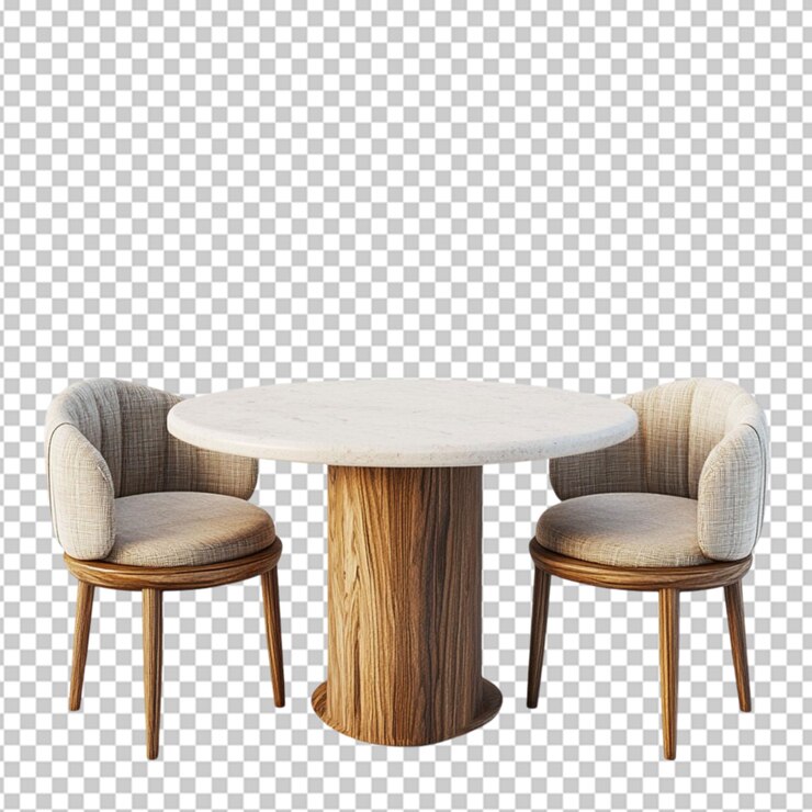 PSD rendering 3d de una mesa de comedor minimalista en un fondo transparente