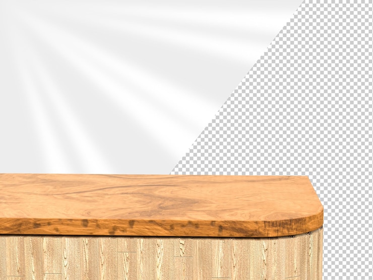 PSD rendering 3d mesa de madera vacía utilizada para exhibir o montar sus productos para la publicidad