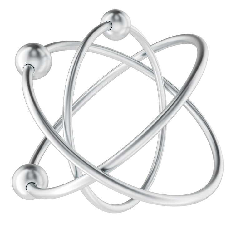 PSD rendering 3d métallique de la structure atomique isolé sur un fond transparent