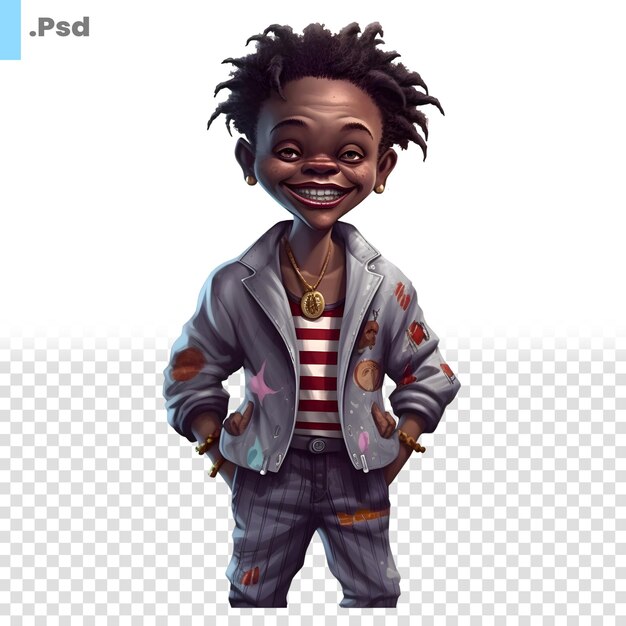 PSD rendering 3d d'un mignon garçon afro-américain isolé sur fond blanc modèle psd