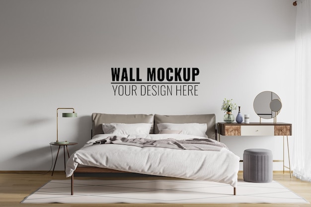 Rendering 3d Mockup della parete interna della camera da letto