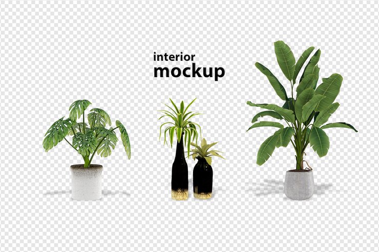 Rendering 3d mockup di piante