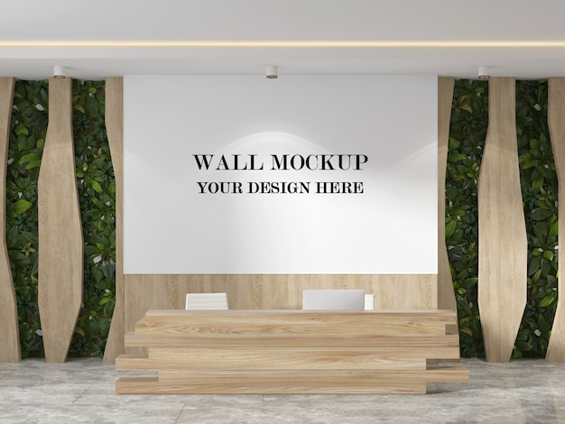 Rendering 3d mockup parete moderna lobby