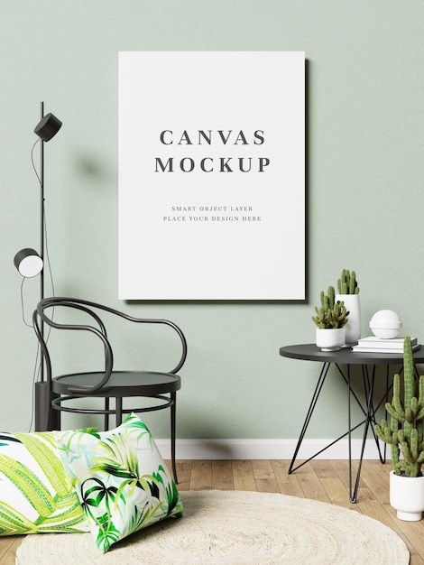 Rendering 3d mockup telaio tela vuota
