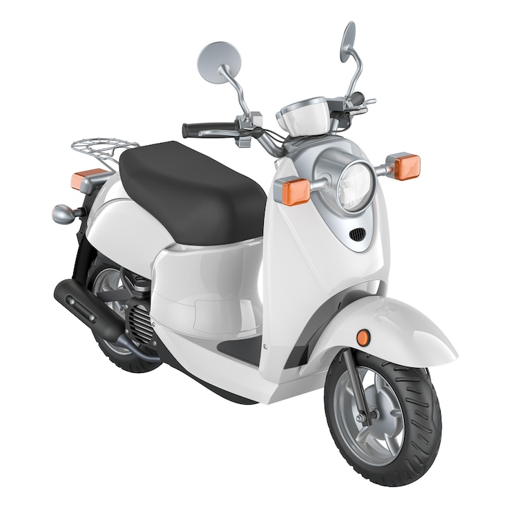 PSD rendering 3d de una motocicleta blanca aislada sobre un fondo transparente