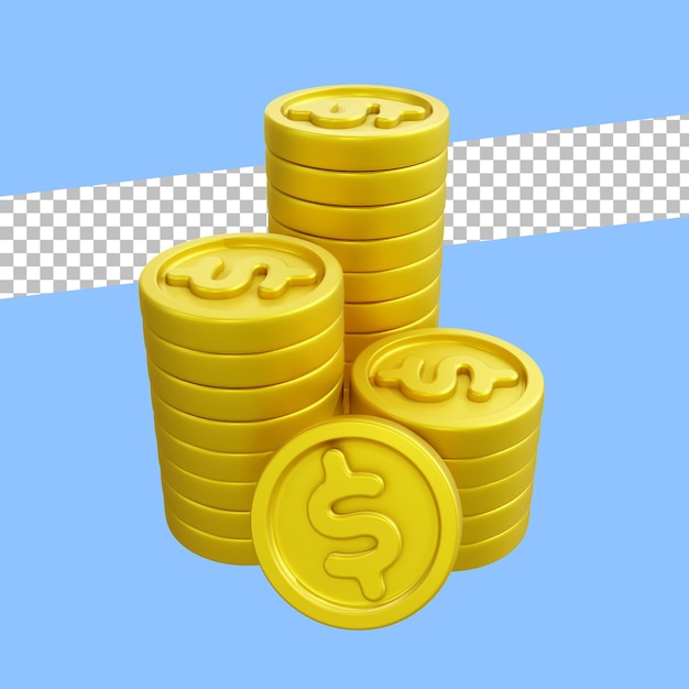 Rendering 3D Mucchio di valuta della moneta del dollaro