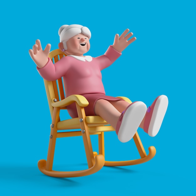Rendering en 3D de una mujer anciana