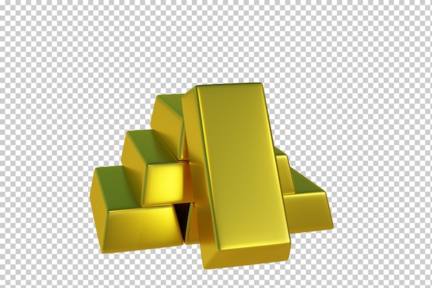 Rendering 3D multa Barra d'oro isolata