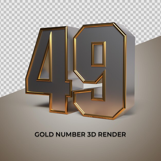 Rendering 3D nero oro argento numero 49