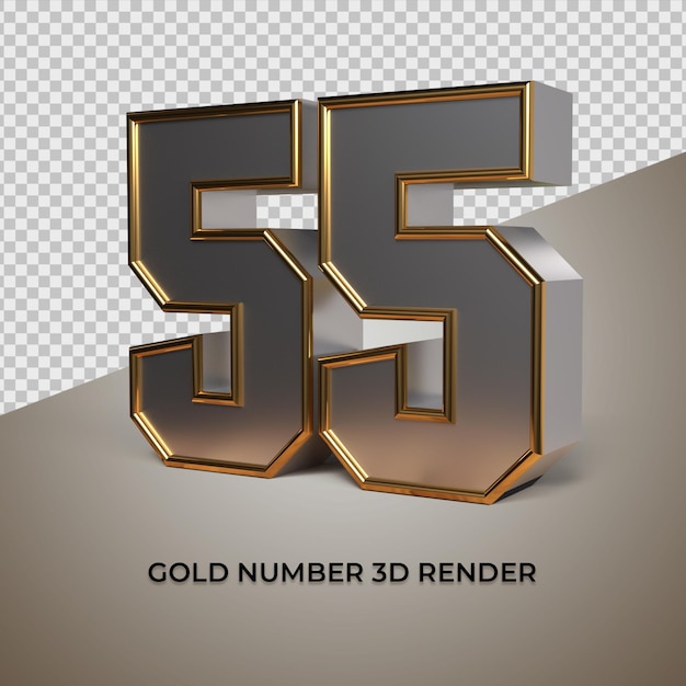 Rendering 3D nero oro argento numero 55