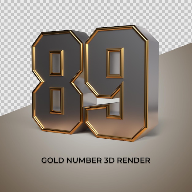 Rendering 3D nero oro argento numero 89