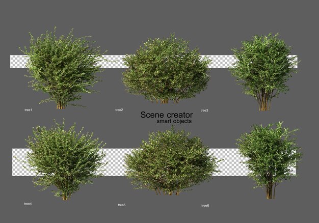 Rendering 3D de nombreuses plantes et du lierre