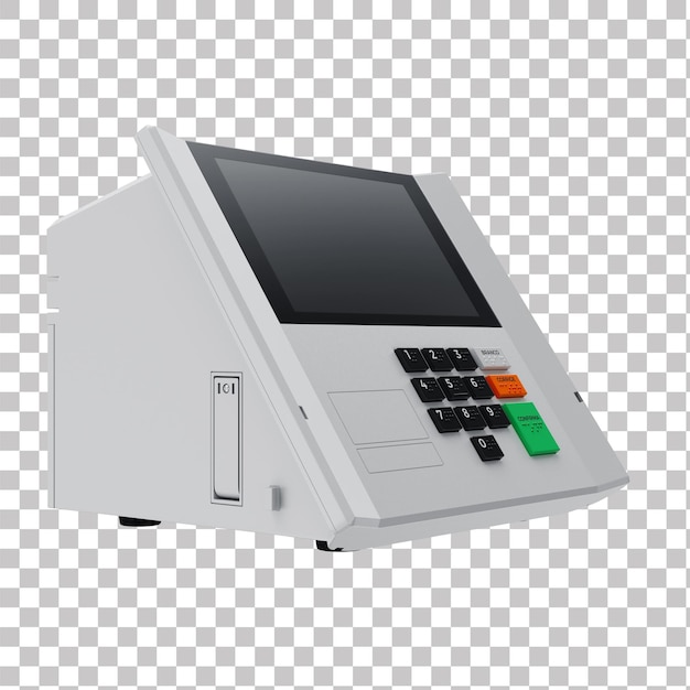 Rendering 3D de la nouvelle machine de vote électronique brésilienne avec un fond transparent