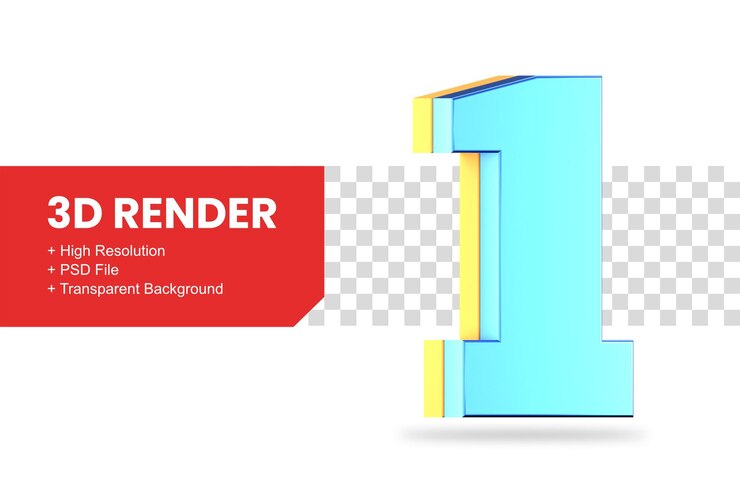 Rendering 3D numero 1 isolato