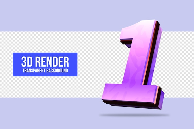 Rendering 3D numero 1 isolato