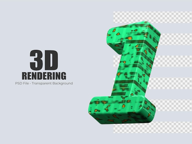 Rendering 3D numero 1 isolato