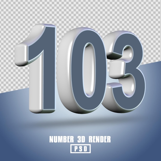 Rendering 3D numero 103 colore bianco grigio