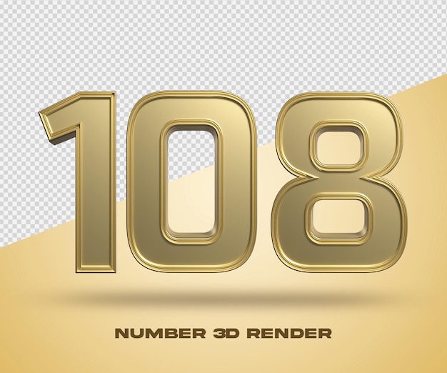 Rendering 3D numero 108 color oro