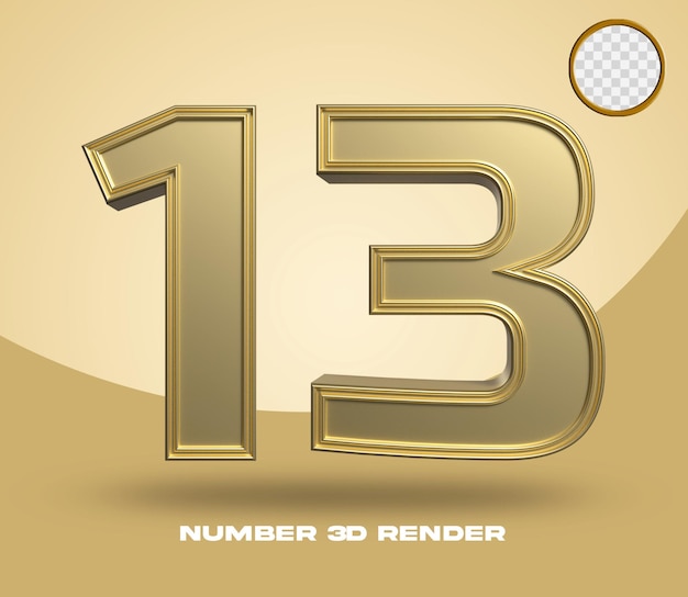 Rendering 3D numero 13 oro